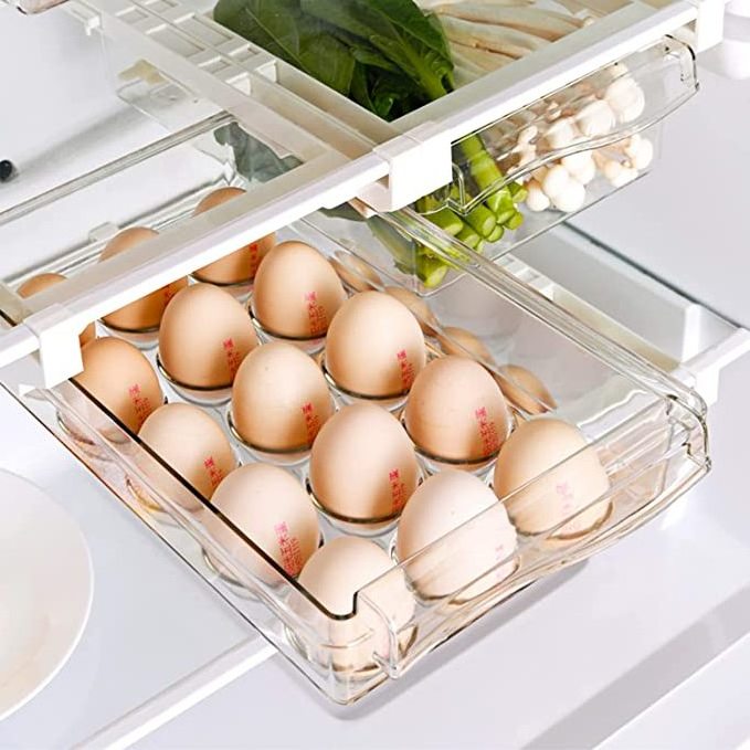 Egg Storage Drawer for Refrigerator Egg Holder For Refrigerator Mini Fridge Drawer Organizer Pull Out Egg Trays