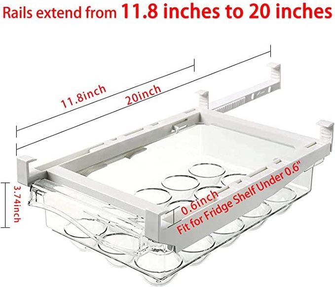 Egg Storage Drawer for Refrigerator Egg Holder For Refrigerator Mini Fridge Drawer Organizer Pull Out Egg Trays