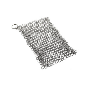 Home Cookware Clean for Skillets Grill Pans 1 Pc Silver Stainless Steel Cast Iron Cleaner Chainmail Scrubber