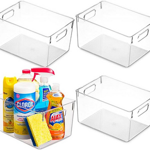 Pack Of 4 Plastic Organization Pantry Storage Bins Square Cabinet Organizers Refrigerator Storage Bins For Kitchen Bedroom