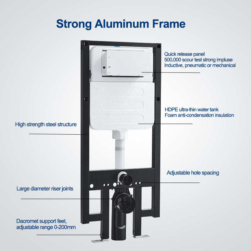 Popular slim dual flushing concealed cistern with stainless steel frame toilet wall hung water tank for bathroom