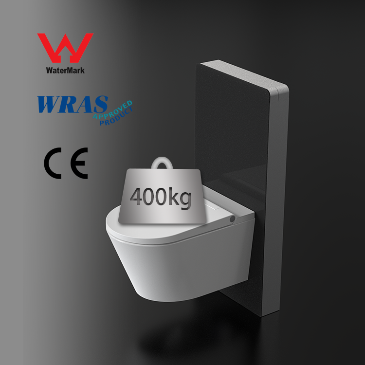 Wholesale 482*1002 Black Wall Hung Cabinet Cistern Aluminum Frame Toilet Tank Anti-Corrosion Tempering Glass Cistern