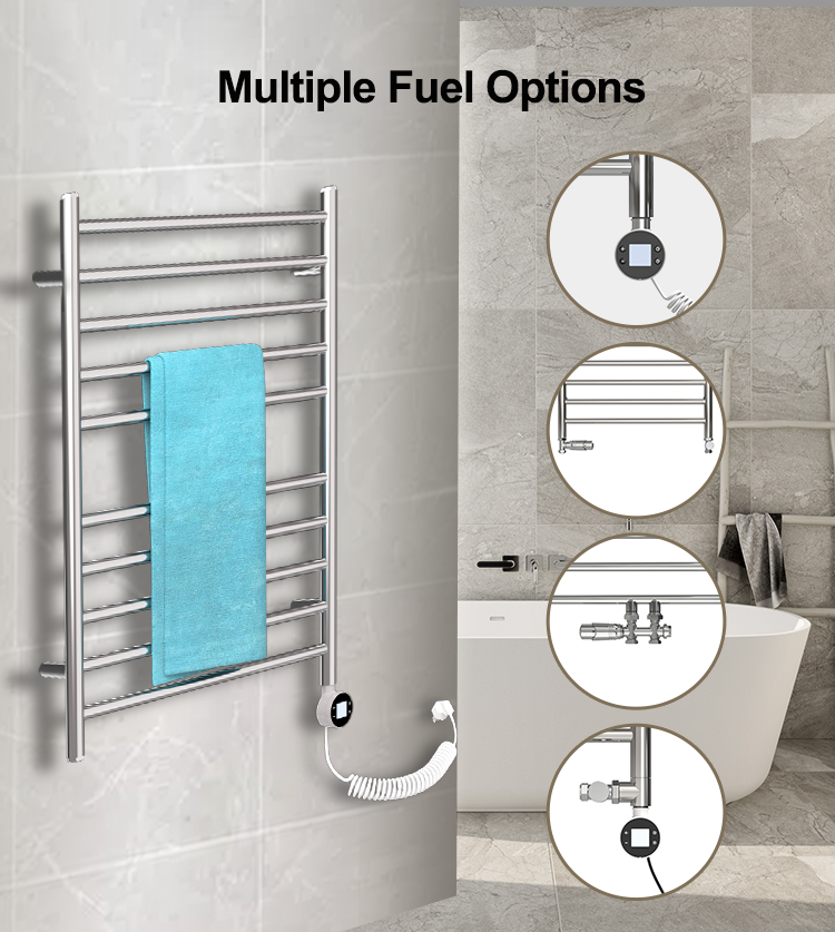 Stainless steel towel warmer rack shelf 10 bar electric wall mount plug-in bathroom automatic heated towel rails