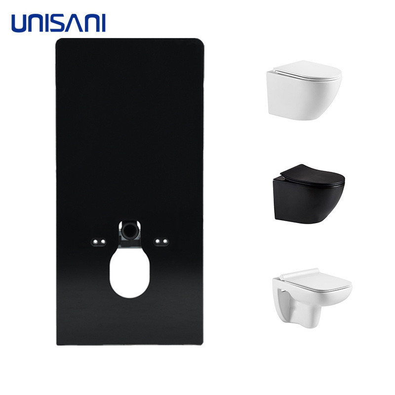 Wholesale 482*1002 Black Wall Hung Cabinet Cistern Aluminum Frame Toilet Tank Anti-Corrosion Tempering Glass Cistern