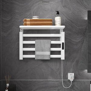 High quality aluminum wall mounted bathroom heated towel rack with folding shelf electric smart towel radiator