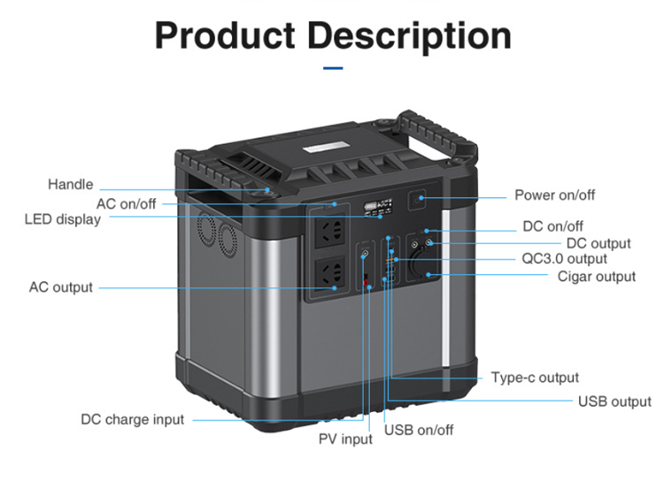 UPP battery Generator 2000W Lithium ion portable power station solar 2000w portable power station charging for electric car