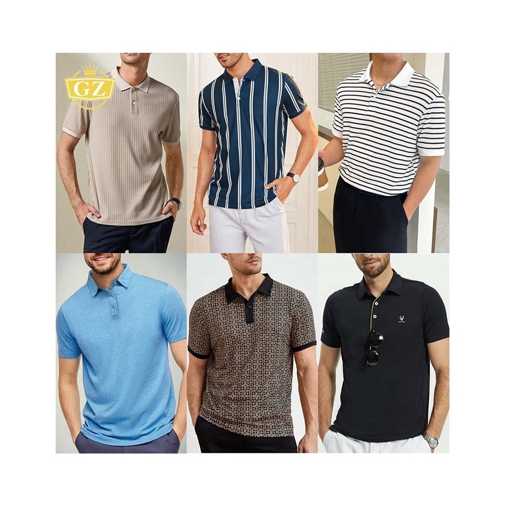 GZ High Quality New Colourful Apparel Stock, Premium Wholesale Factory Garments Clearance Mens Golf Polo T-shirt Stock