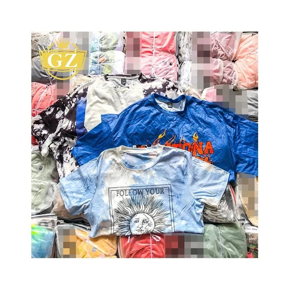 GZ Hot Sales Assorted Mixed Packaging Apparel Stock, Cheap Price Factory Garments Clearance Hip Hop Mens T Shirt Stock Lot