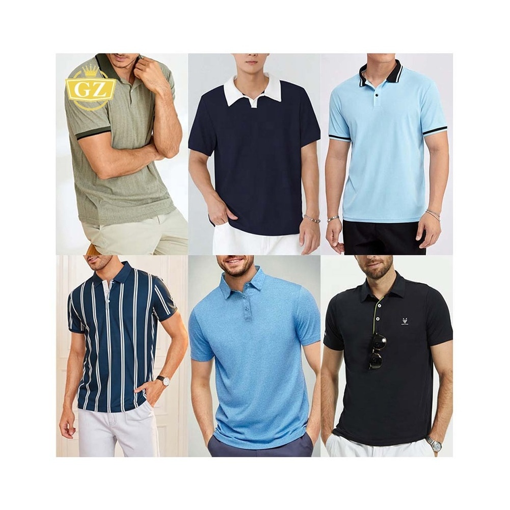 GZ High Quality New Colourful Apparel Stock, Premium Wholesale Factory Garments Clearance Mens Golf Polo T-shirt Stock