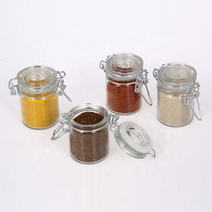 50ml 70ml Cheap Wide Mouth Glass Small Candy Canning Jar With Wire Snap Lid Favor Swing Top Container For Spices Herbs