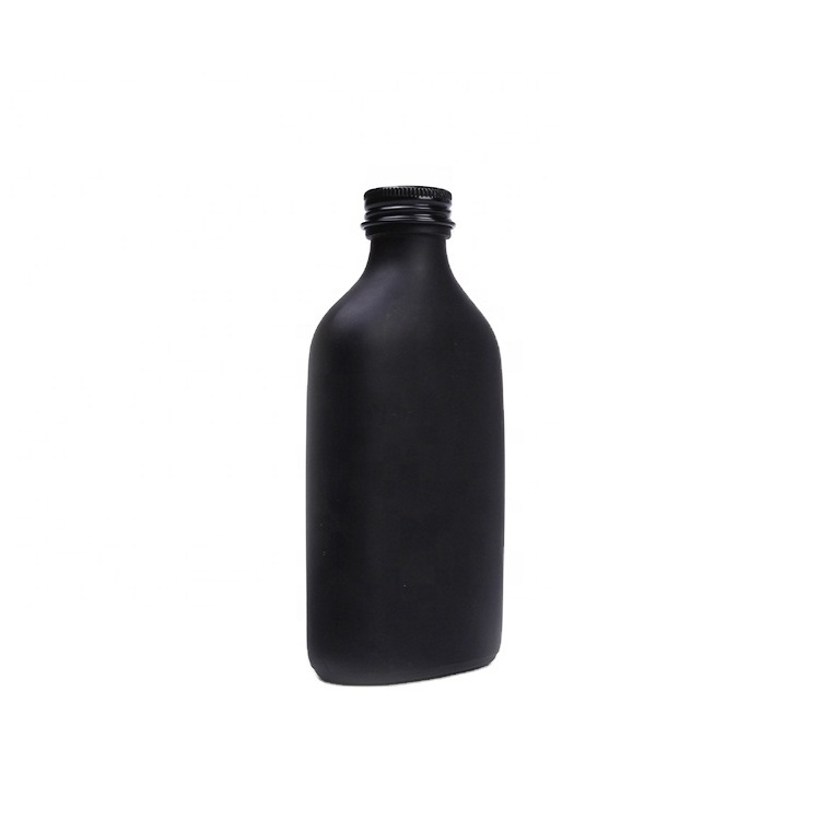 Reusable 100ml 200ml 250ml Matt Black Glass Bottle Drinking Glass Cold Brew Coffee Bottle With Lid