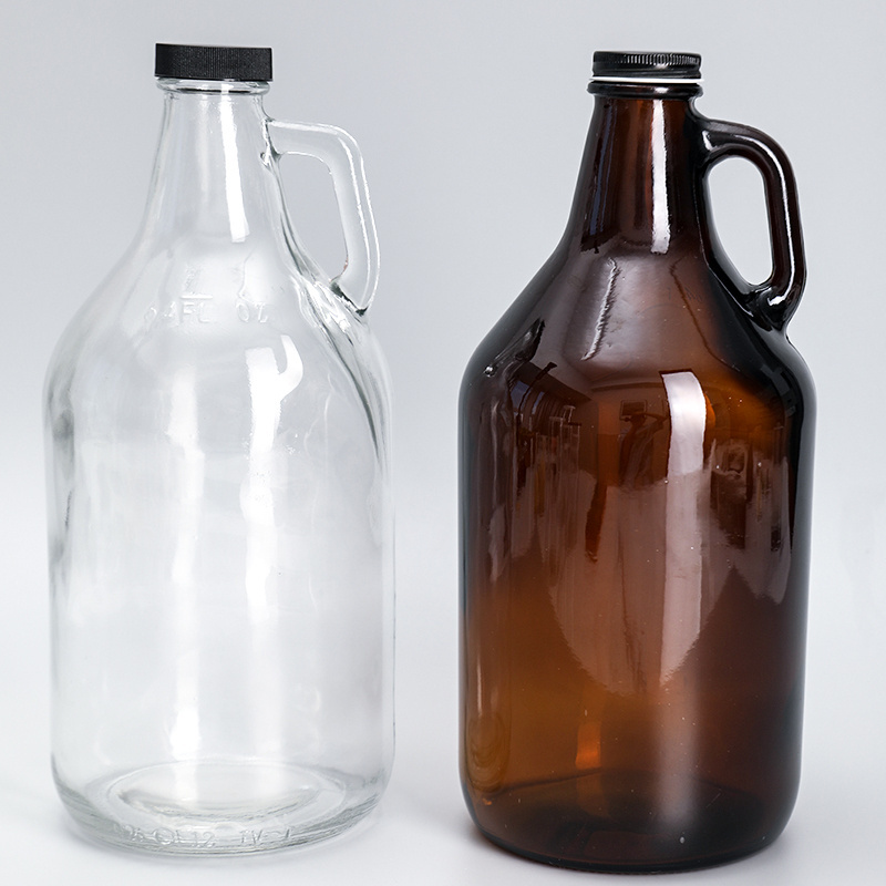 custom etched amber clear bpa free glass growler california wine bottle 1l 1 litre half gallon 2l 64oz beer water bottles