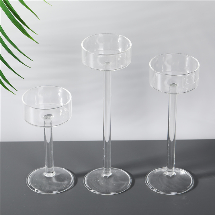 3 Pillar Votive Crystal Stand Glass Candle Stick Decorative Pillar Candle Holders For Gift