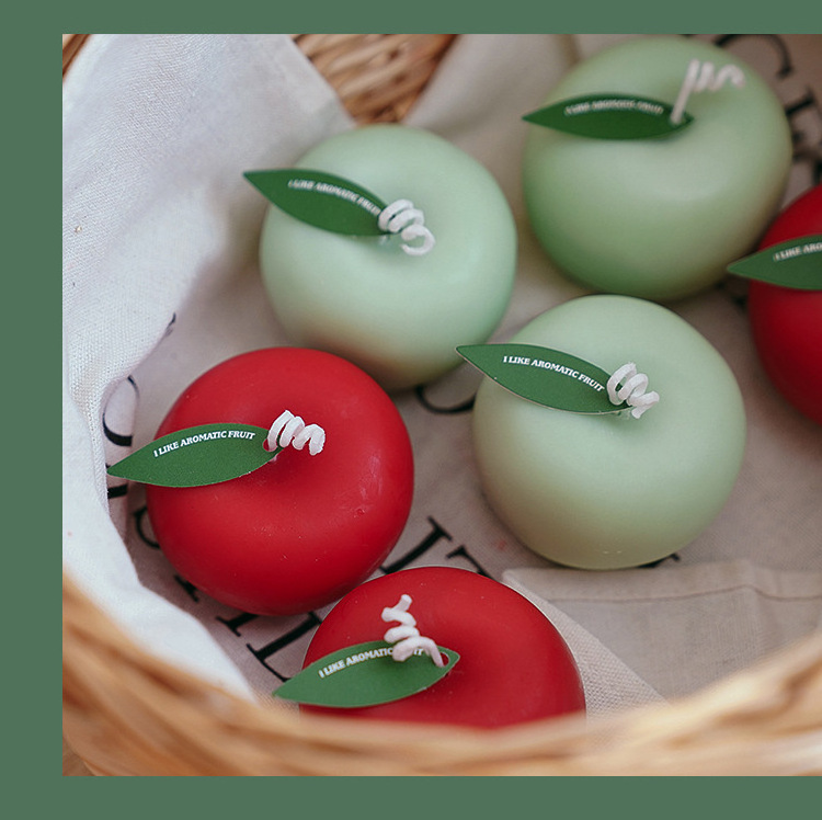 Red Green Apple Shaped Fragrant Candle Creative Romantic Wedding Birthday Xmas Party Home Decorations Artificial Apple Candle