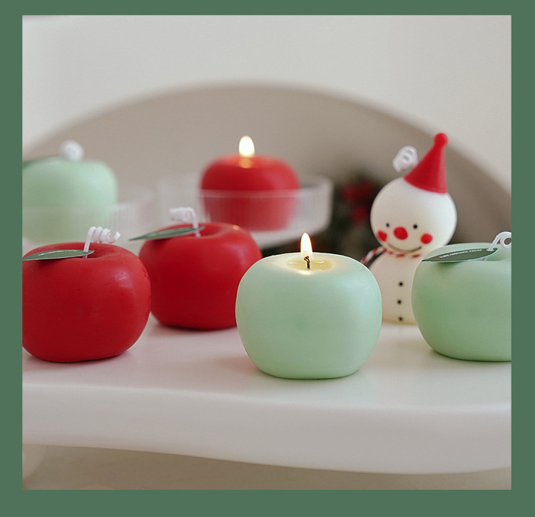 Red Green Apple Shaped Fragrant Candle Creative Romantic Wedding Birthday Xmas Party Home Decorations Artificial Apple Candle