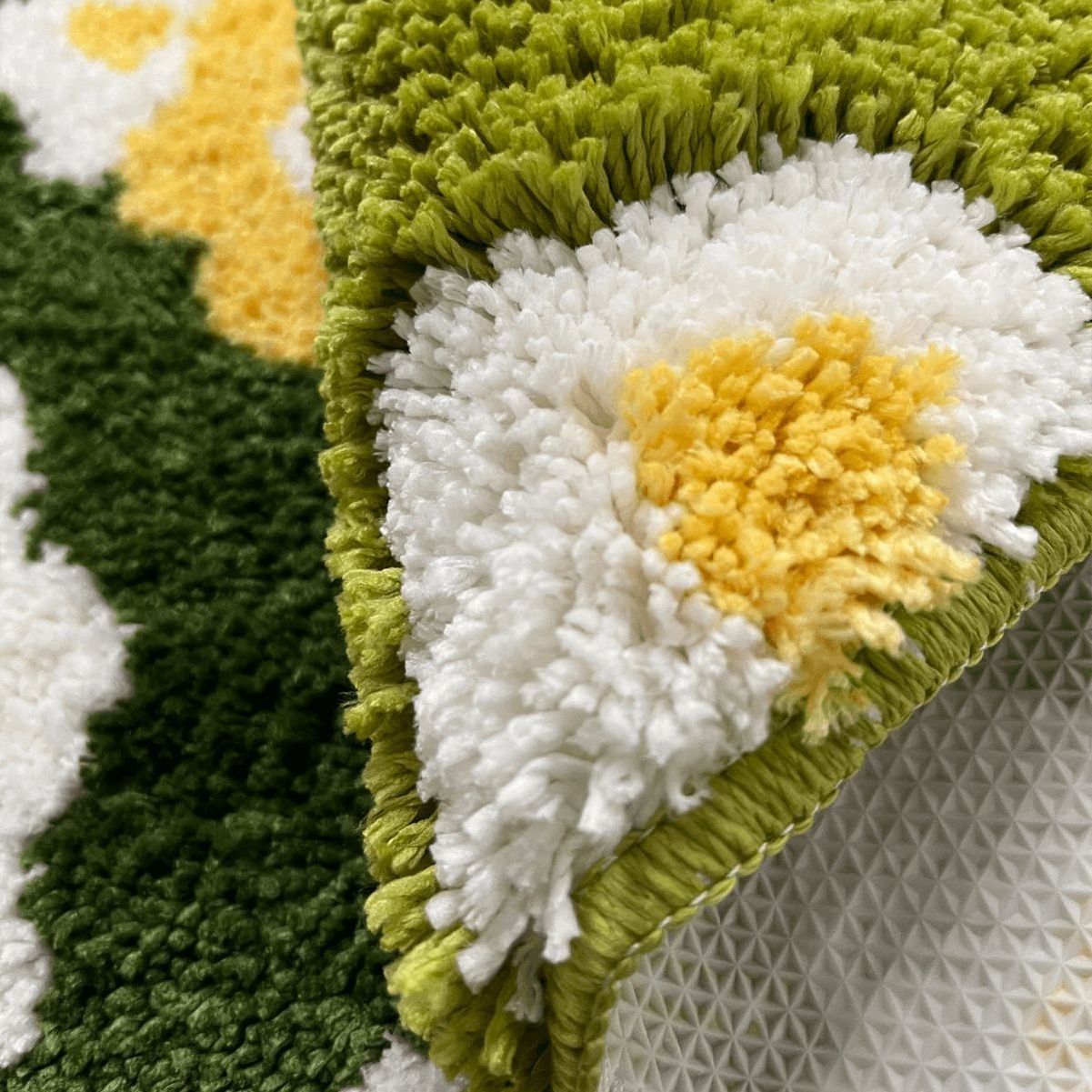 New Design Large Size Bedroom Absorbent Rugs Green Yellow Flower Irregular Bedside Rug Machine Washable