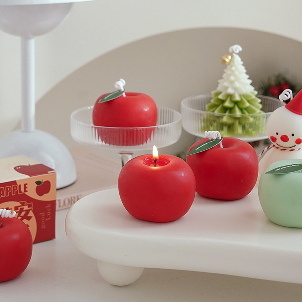 Red Green Apple Shaped Fragrant Candle Creative Romantic Wedding Birthday Xmas Party Home Decorations Artificial Apple Candle