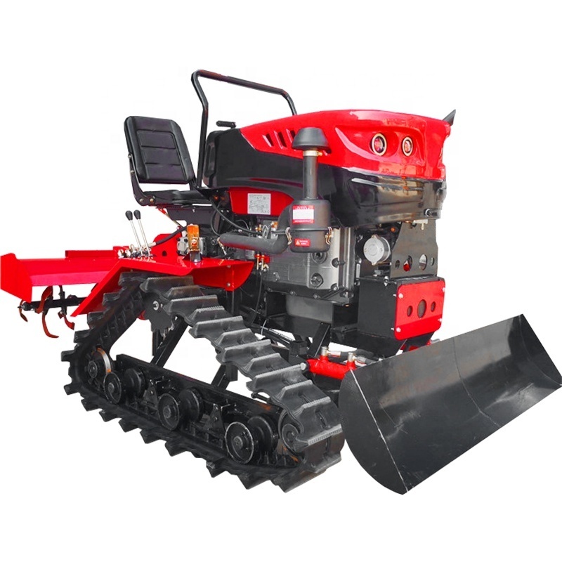 rubber tracked mini tiller plowing machines small farm tractor garden farm cultivator with plough