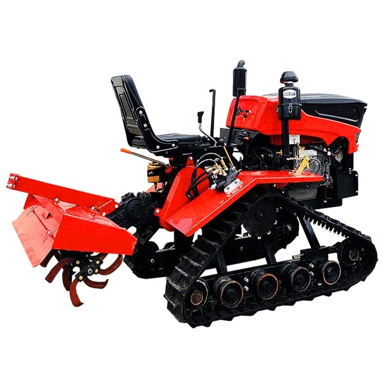 rubber tracked mini tiller plowing machines small farm tractor garden farm cultivator with plough