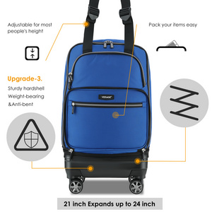 VERAGE lightest foldable luggage large size removable 8 spinner wheels travel trolley suitcase carry on 24 inches