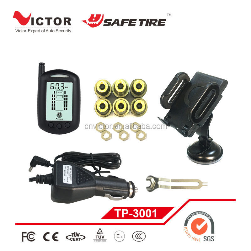 Supplier Wholesale Auto Truck TPMS Wireless Tire Pressure Monitoring System with 6 external sensors  can match up to 22 tyres