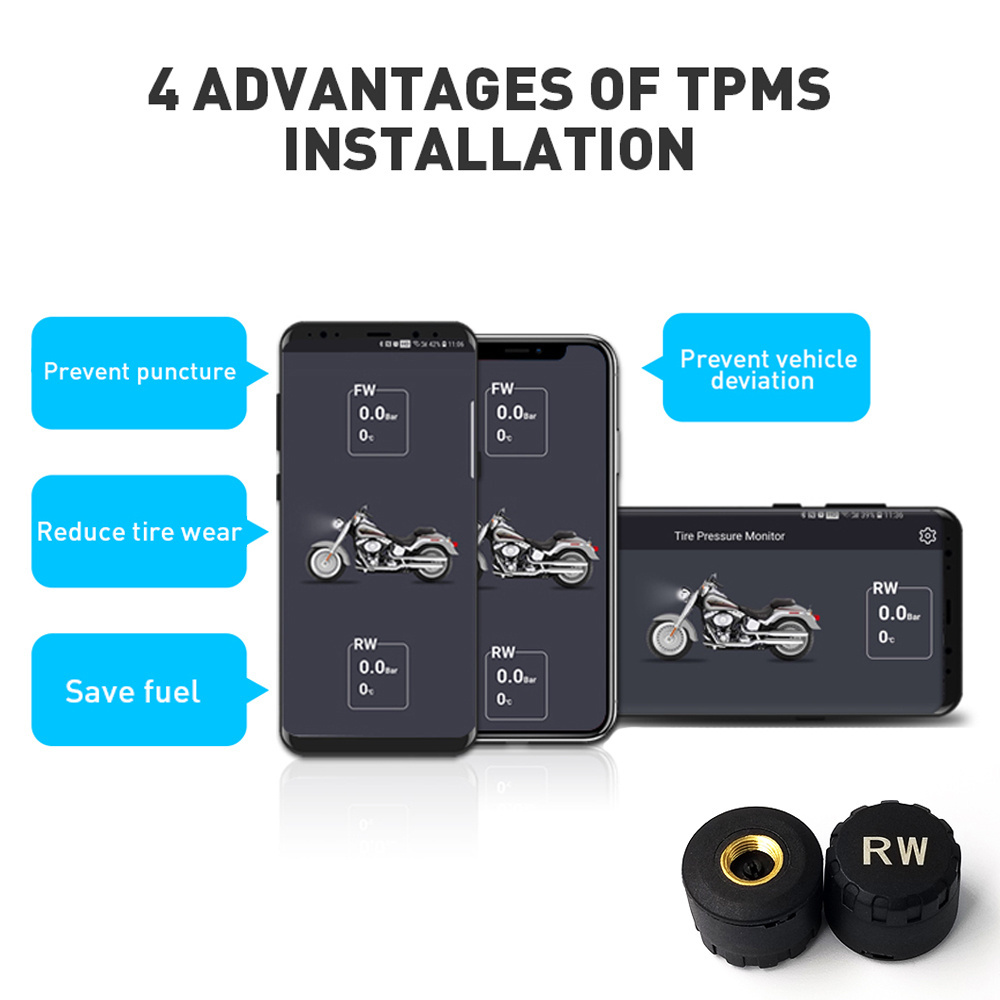 Supplier Wholesale Wireless motorcycle tire pressure monitoring system moto tpms blue tooth valve sensor  sensor