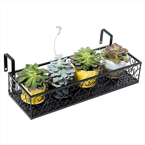 Rail mounted wire basket for plants pot flower hanging brackets shelf racks