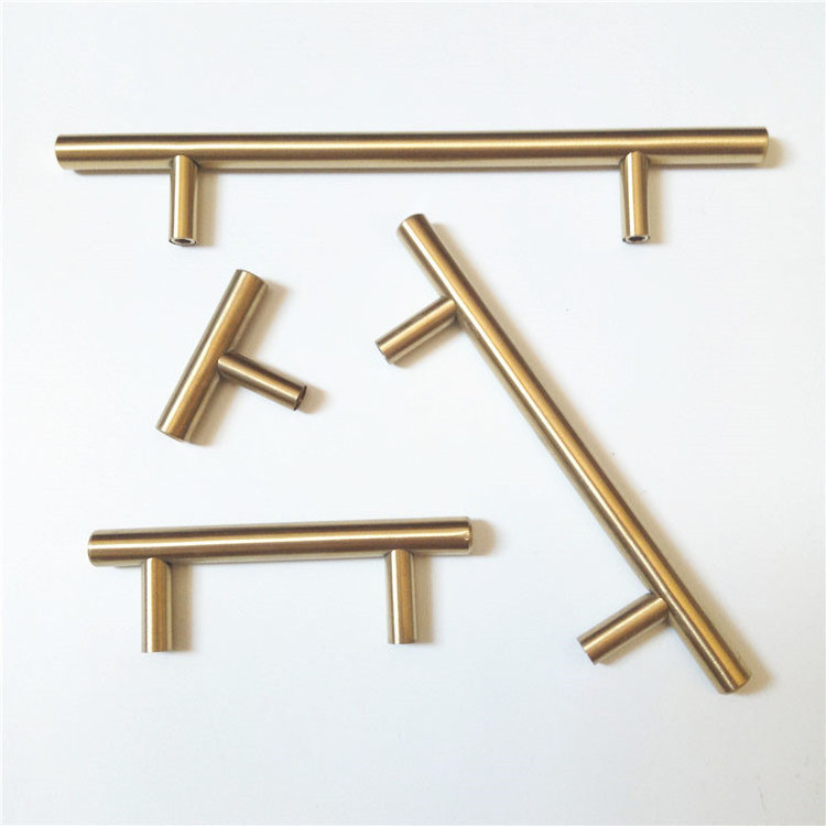 Stainless steel 100mm kitchen cabinet hardware pulls Brass plated drawer handles and pulls DH-05-1