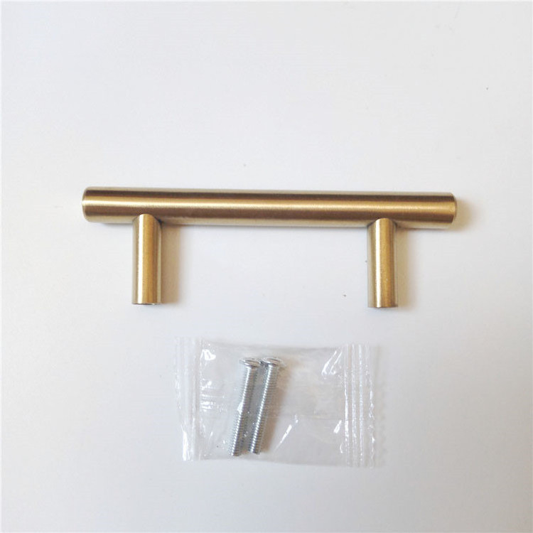 Stainless steel 100mm kitchen cabinet hardware pulls Brass plated drawer handles and pulls DH-05-1