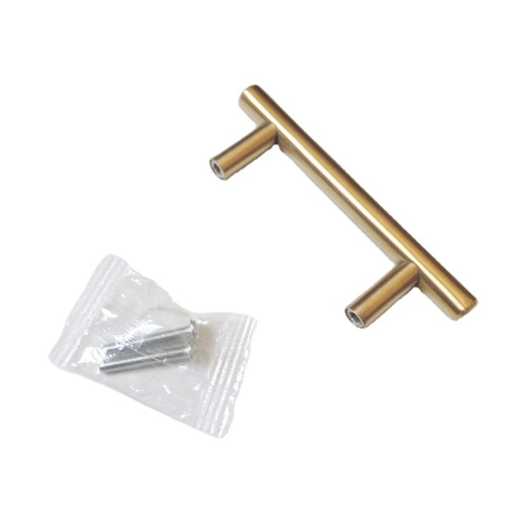 Stainless steel 100mm kitchen cabinet hardware pulls Brass plated drawer handles and pulls DH-05-1