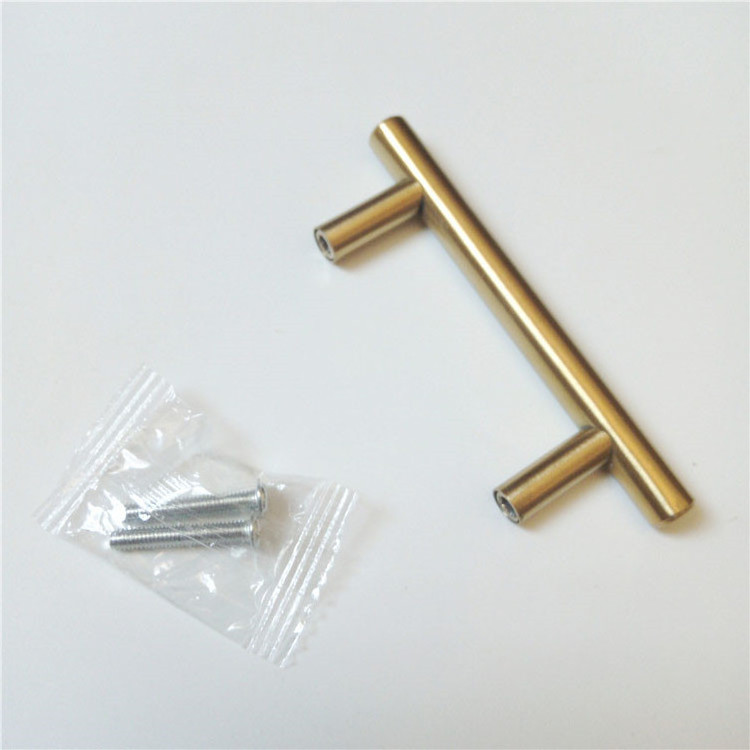 Stainless steel 100mm kitchen cabinet hardware pulls Brass plated drawer handles and pulls DH-05-1