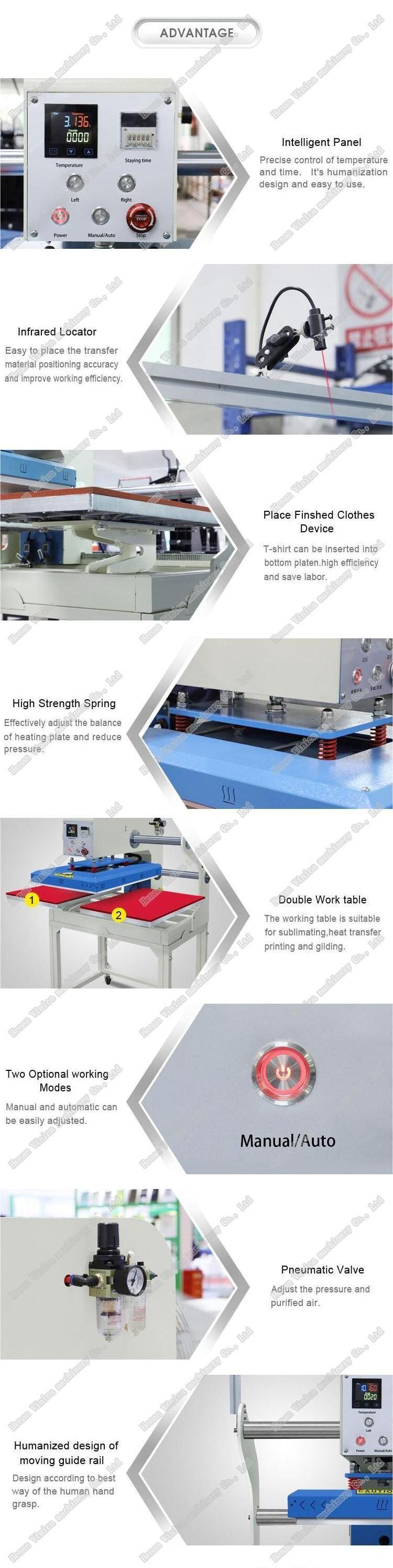 Automatic press heat Pneumatic double station embossing press machine 40*60cm t shirt heat press machines