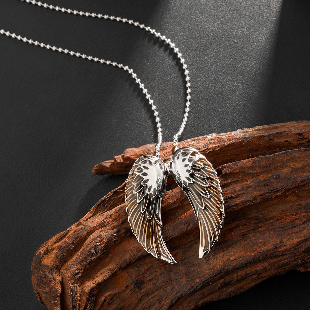 Vintage Fashion Jewelry Necklace Angel Wing Pendant Necklace Zinc alloy men's necklace