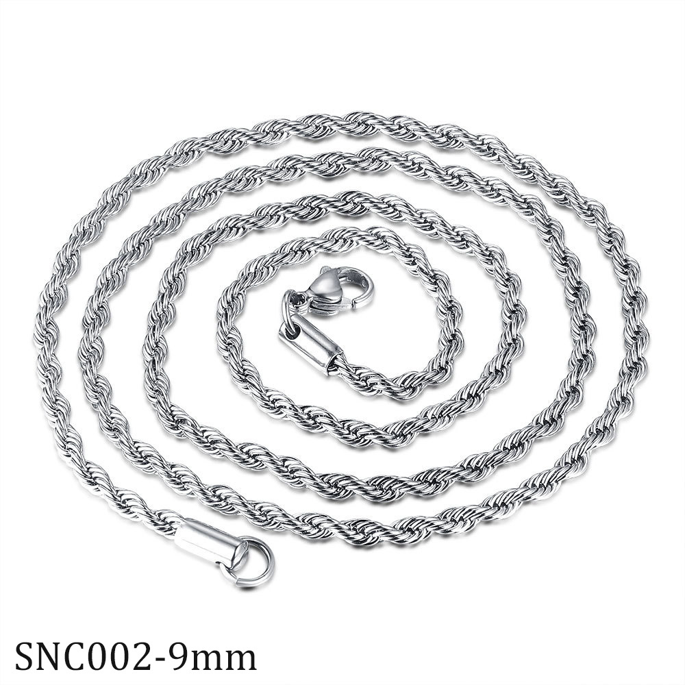 Wholesale  Twisted Rope Chain 2mm 3mm 5mm 6mm  8mm 10mm Gold Plated Stainless Steel Hip Hop Necklace Jewelry