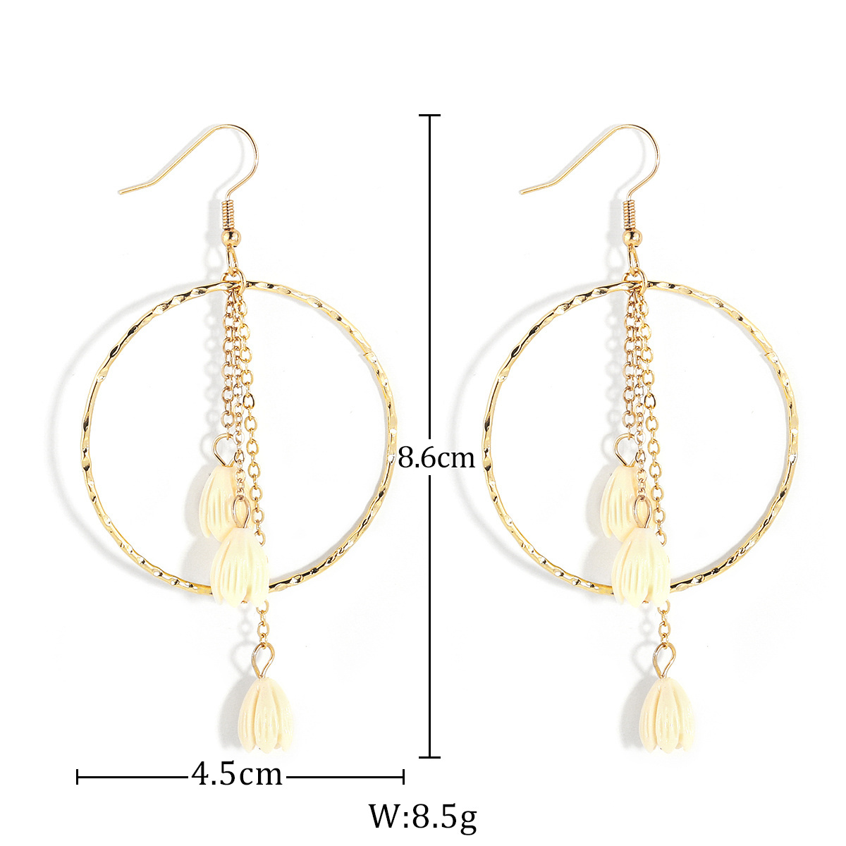 2023 New Fashion 18k Gold Plated Pikake Western Earrings Resin Hoop Earrings for Women Party Stock Earrings