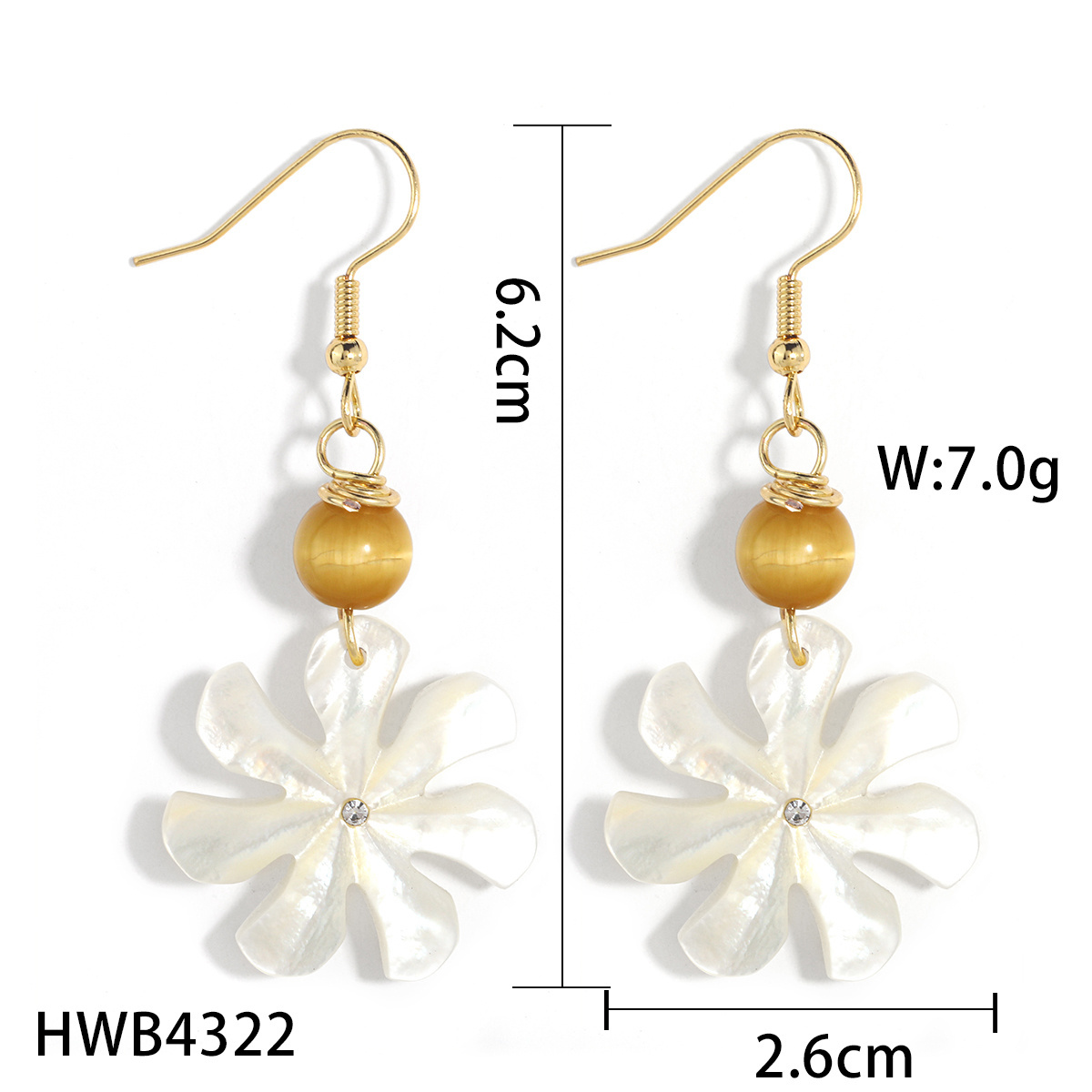 2023 New Hawaiian Samoan Mother of Pearl Earrings Fashion White Natural Shell Natural Stone Beads Earrings Women