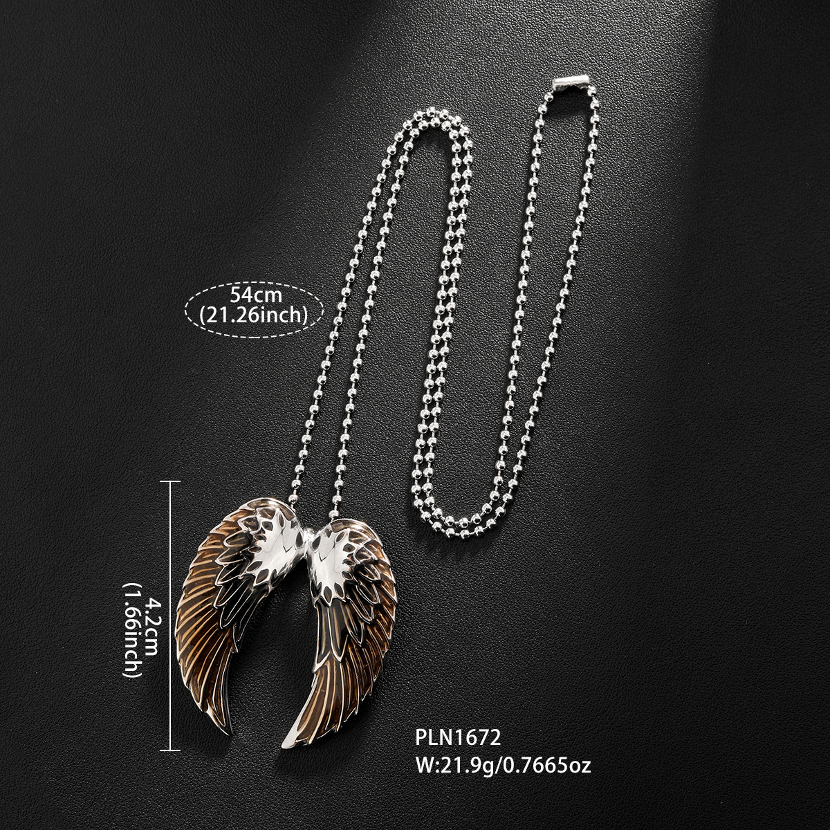 Vintage Fashion Jewelry Necklace Angel Wing Pendant Necklace Zinc alloy men's necklace