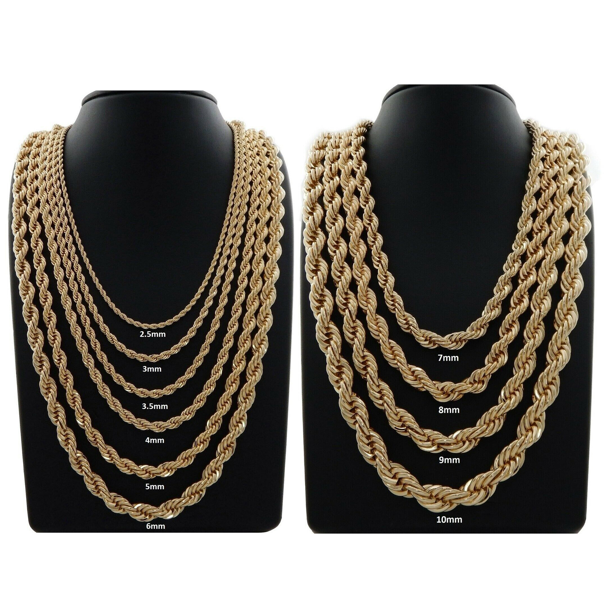 Wholesale  Twisted Rope Chain 2mm 3mm 5mm 6mm  8mm 10mm Gold Plated Stainless Steel Hip Hop Necklace Jewelry