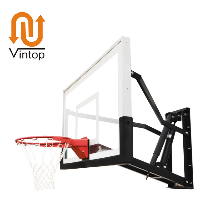 Standard Size  Adjustable Wall Mounted Basketball Hoop Outdoor Games Large Backboard Basketball Hoop with Temper Glass