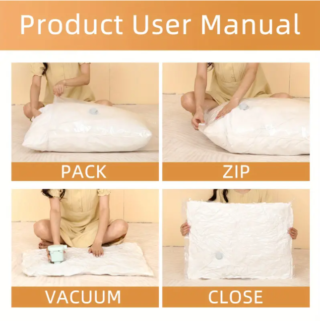 Smart Airtight Custom Compressed Travel Vacuum Bag Storage Jumbo Organizer Space Saver With Hand Pump