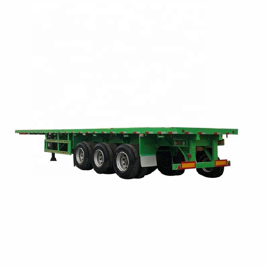 High Quality Hot Sell 3Axle Flatbed 20ft 40ft Container Trailer Mechanical Suspension Flat Bed Semi Trailer Export