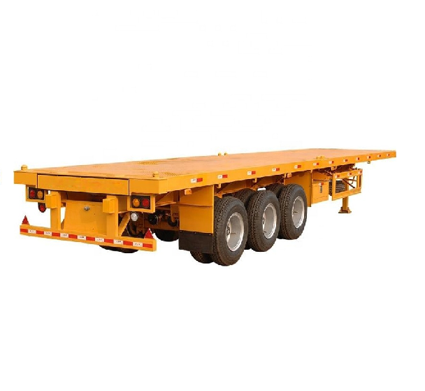 High Quality Hot Sell 3Axle Flatbed 20ft 40ft Container Trailer Mechanical Suspension Flat Bed Semi Trailer Export