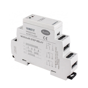 Step Relay DIN rail type 5A VKS2221 Bistable relay AC 12V 24V 110V 220V DC12V 24V AC/DC12-240V Combined switch timer