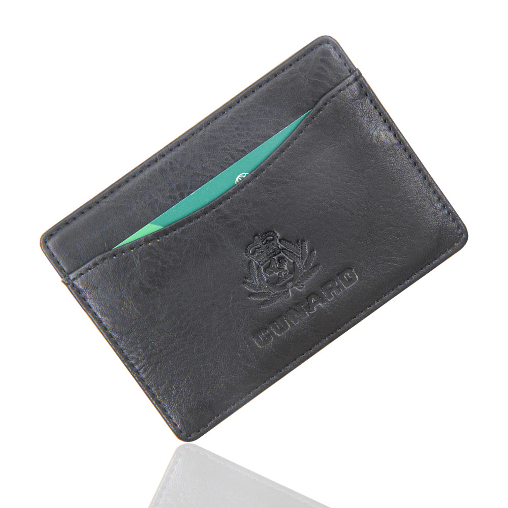 Custom leather business card holder wallet credit card holder genuine leather smart rfid card holder