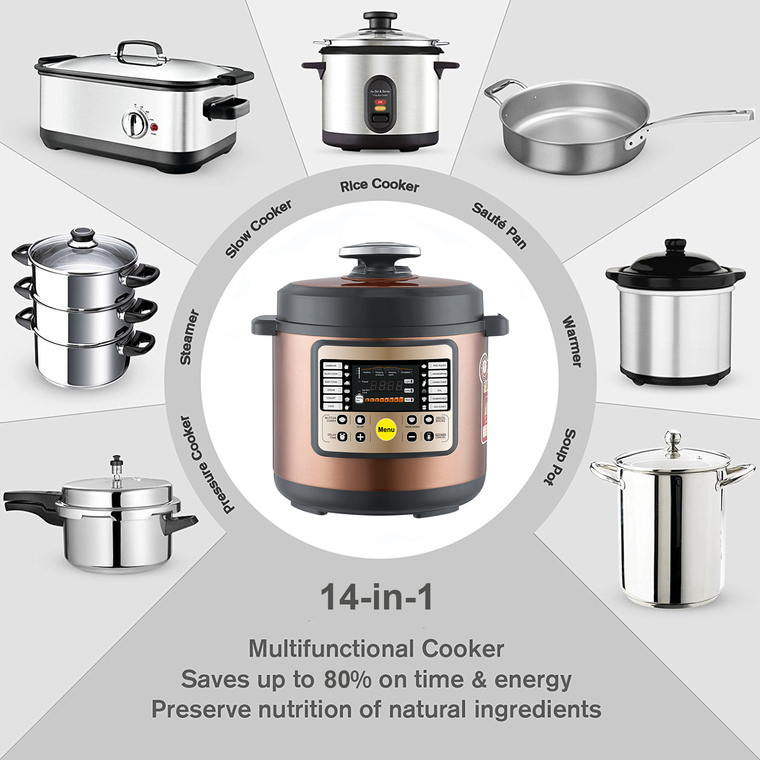 6 Litre 2020 7-in-1 Programmable Multi-functional Cooker Instant Stainless Steel Pot Electric Pressure Cooker