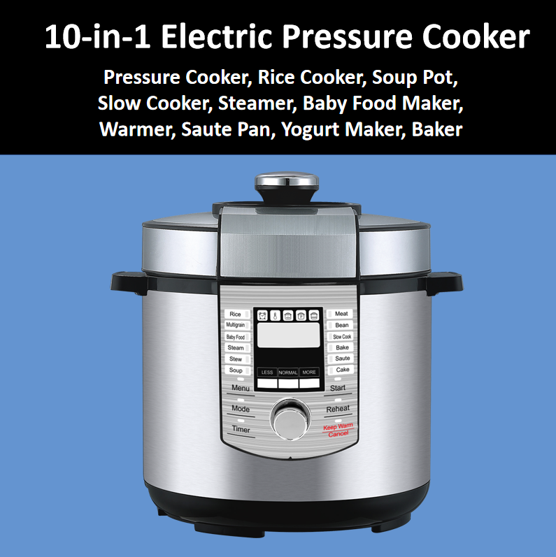 5QT Multi Function Electric Pressure Cooker Stainless Steel Cover Nonstick Inner Pot for Household Kitchen