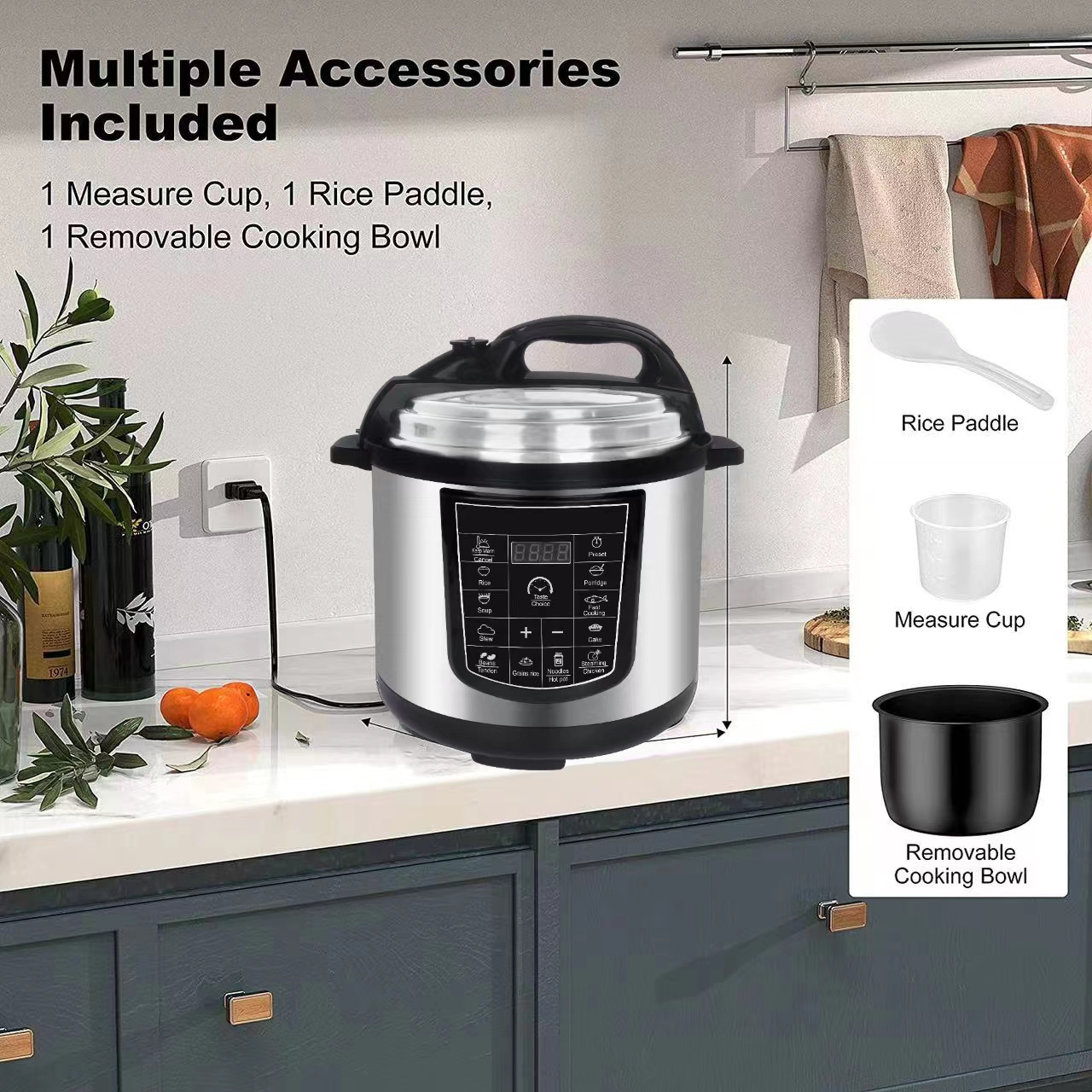 Walon 10 Cooking Options With Factory Wholesales Price Large Capacity 6-12 Liters For  Household Multifunctional Pressure Cooker