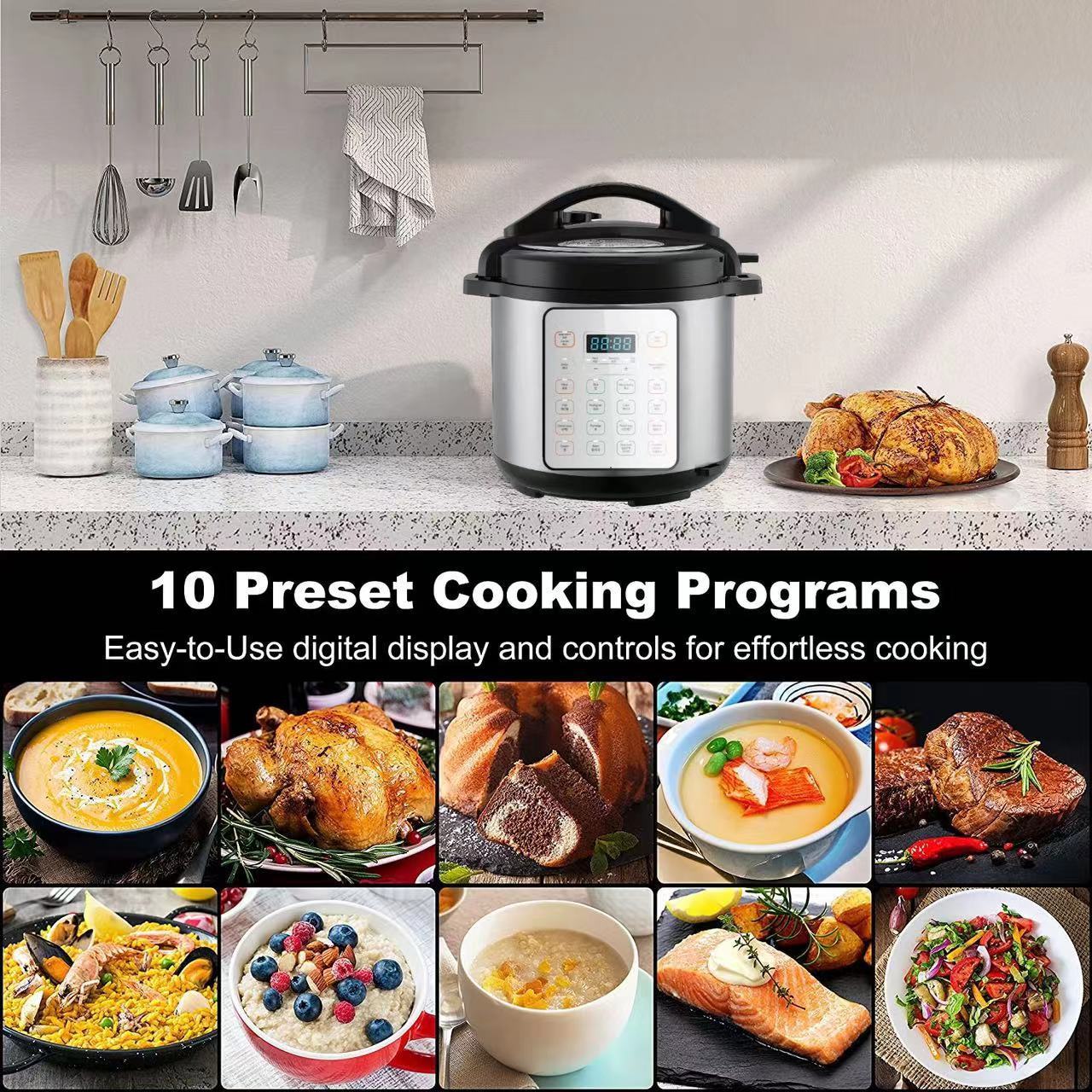 16 Cooking Options With Low Prices Factory Wholesales Large Capacity 6  Liters For  Household Multi Functional Pressure Cooker