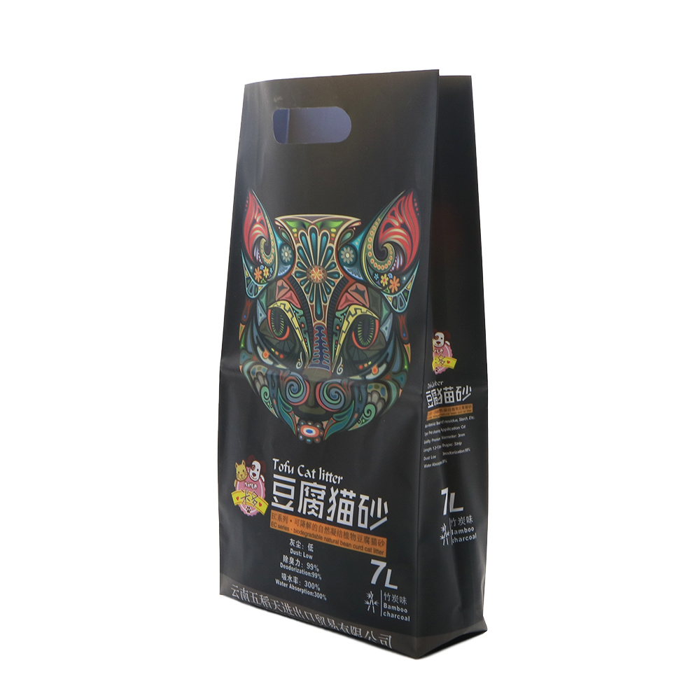 Handle Cat Litter plastic Package Bag Pet Dog Snack Cafe Granules Standing Kraft Paper Pouch ZipLock custom food grade