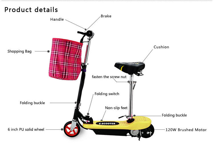 2022 Hot sell two wheeled electric scooters foldable  with seat for kids